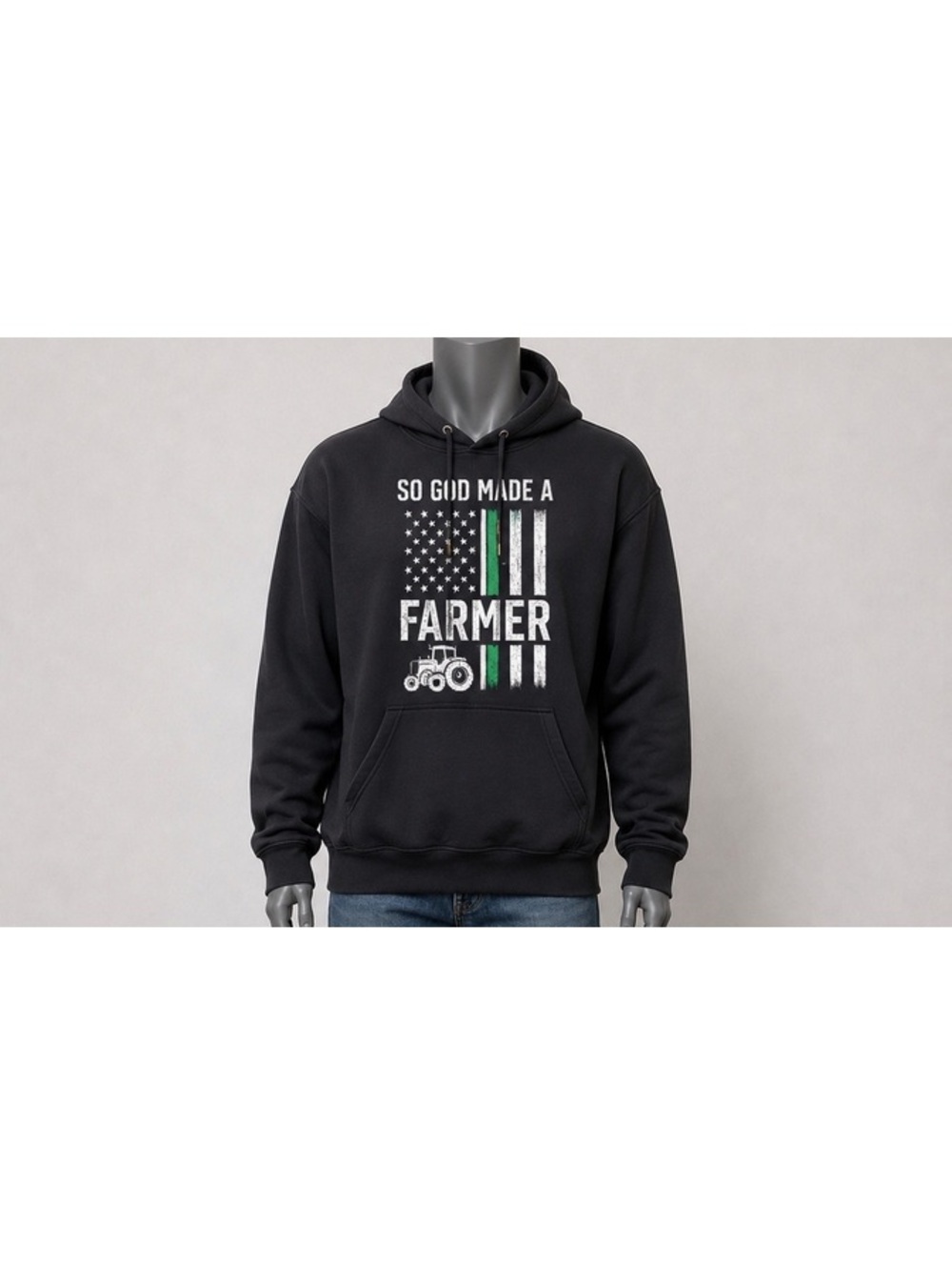 So God Made a Farmer Hoodie Black Graphic Pullover Sweatshirt Unisex Size XL